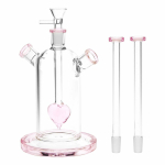 Date Night Heart Perc Dual Neck Glass Water Pipe - 7" / 14mm F - Image 2