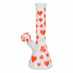 Valentines Day Heart Glow In The Dark Beaker Water Pipe - 10" / 14mm F - Image 2