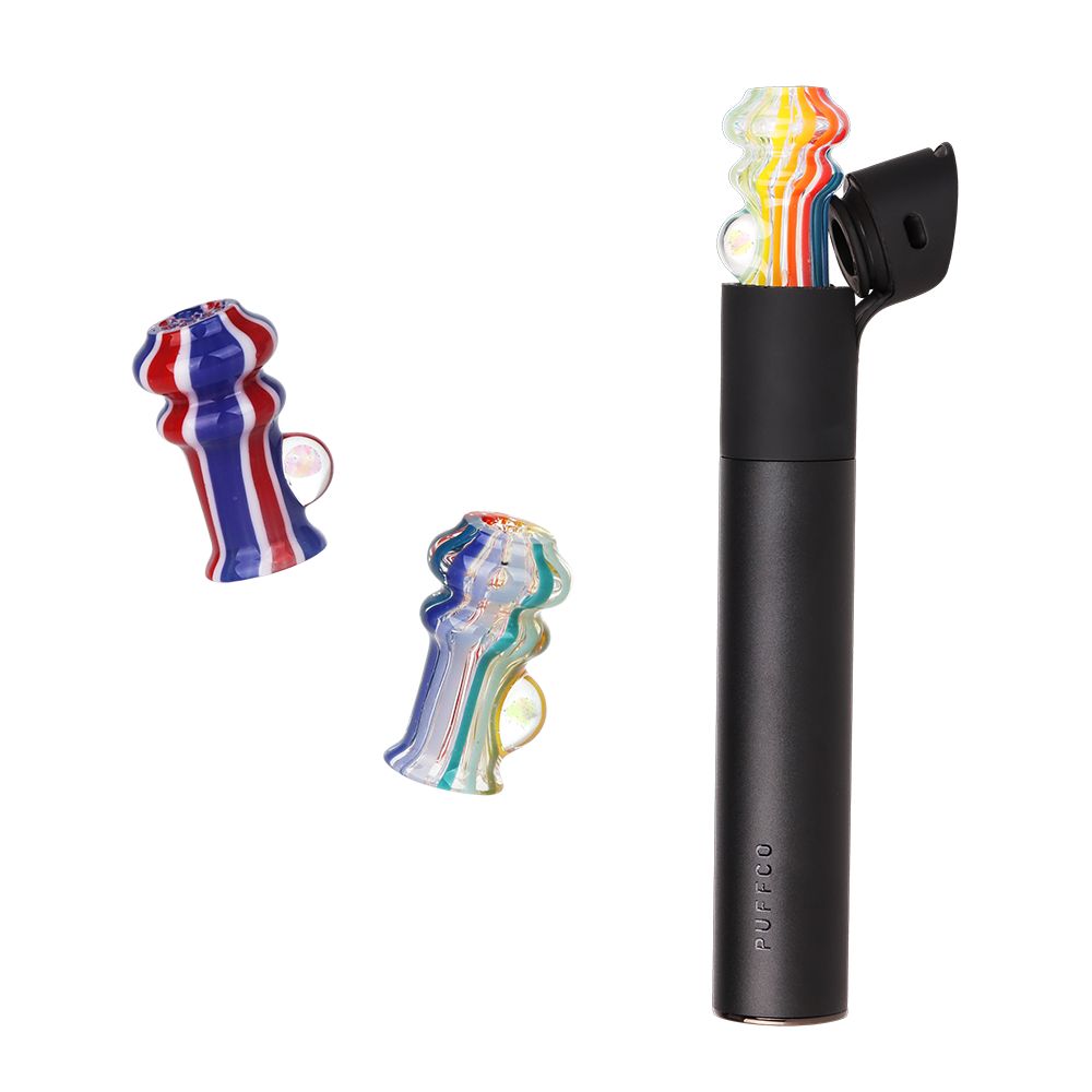 Pulsar Rainbow w/ Opal Glass Mouthpiece Attachment for Puffco Pivot w/ Display Stand - Colors Vary