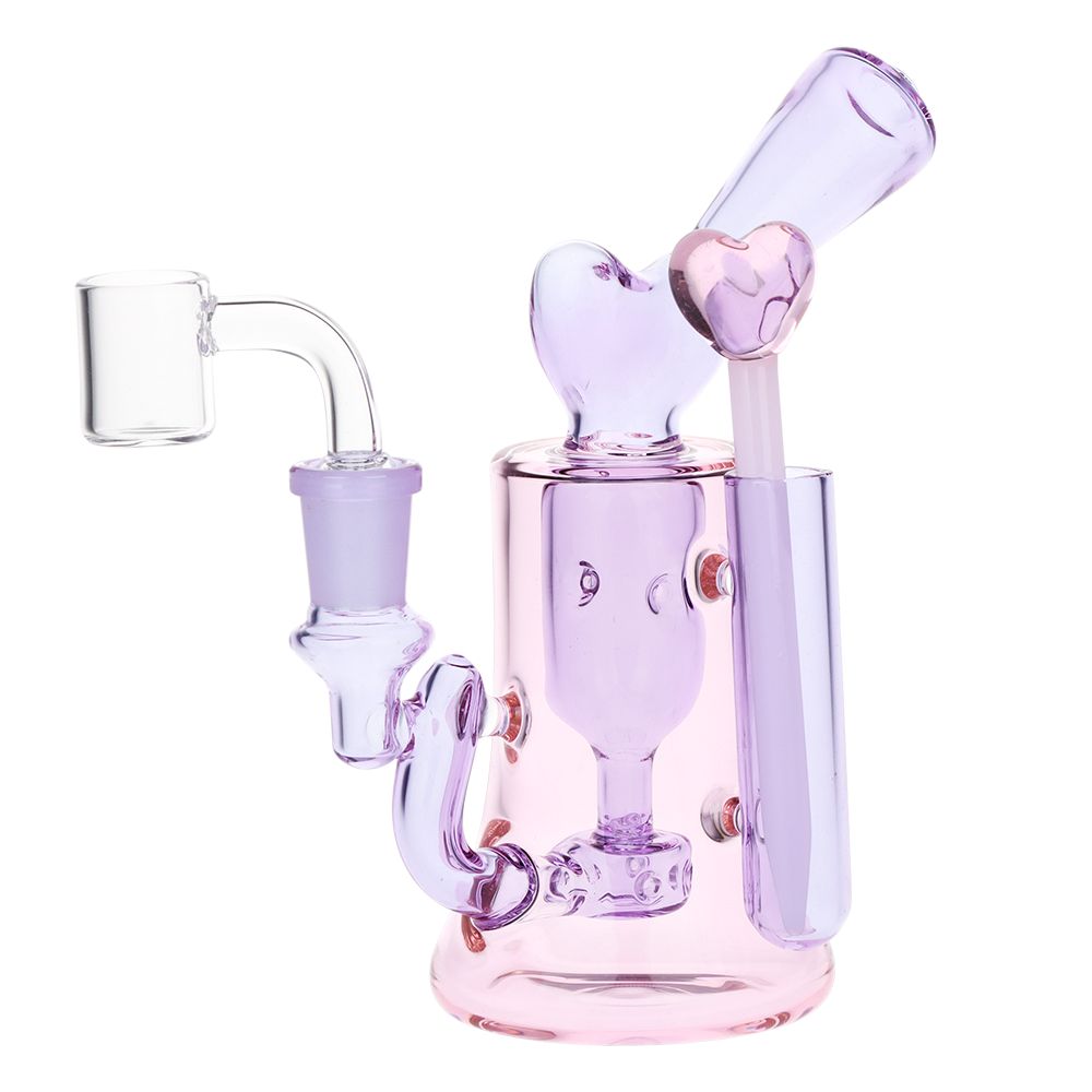 54be3920-81ef-4f77-99e5-a5d2bec6f3d9.jpg Lovely Heart Glass Dab Rig Set - 6.25" / 14mm F - Image 1