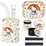 Hello Kitty Juicebox Glass Water Pipe Smoker's Travel Kit - 7" / 14mm F / Rainbow Kitty - Image 2