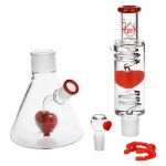 Pulsar Love Heart Beat Glycerin Beaker Glass Water Pipe - 14" / 19mm F - Image 5