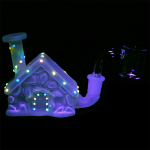 Frosted Christmas House w/ Glow in Dark Lights Glass Mini Rig - 3" / 10mm F - Image 3