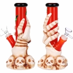 Skelly Grip w/ Bats Straight Tube Glass Water Pipe - 9" / 14mm F