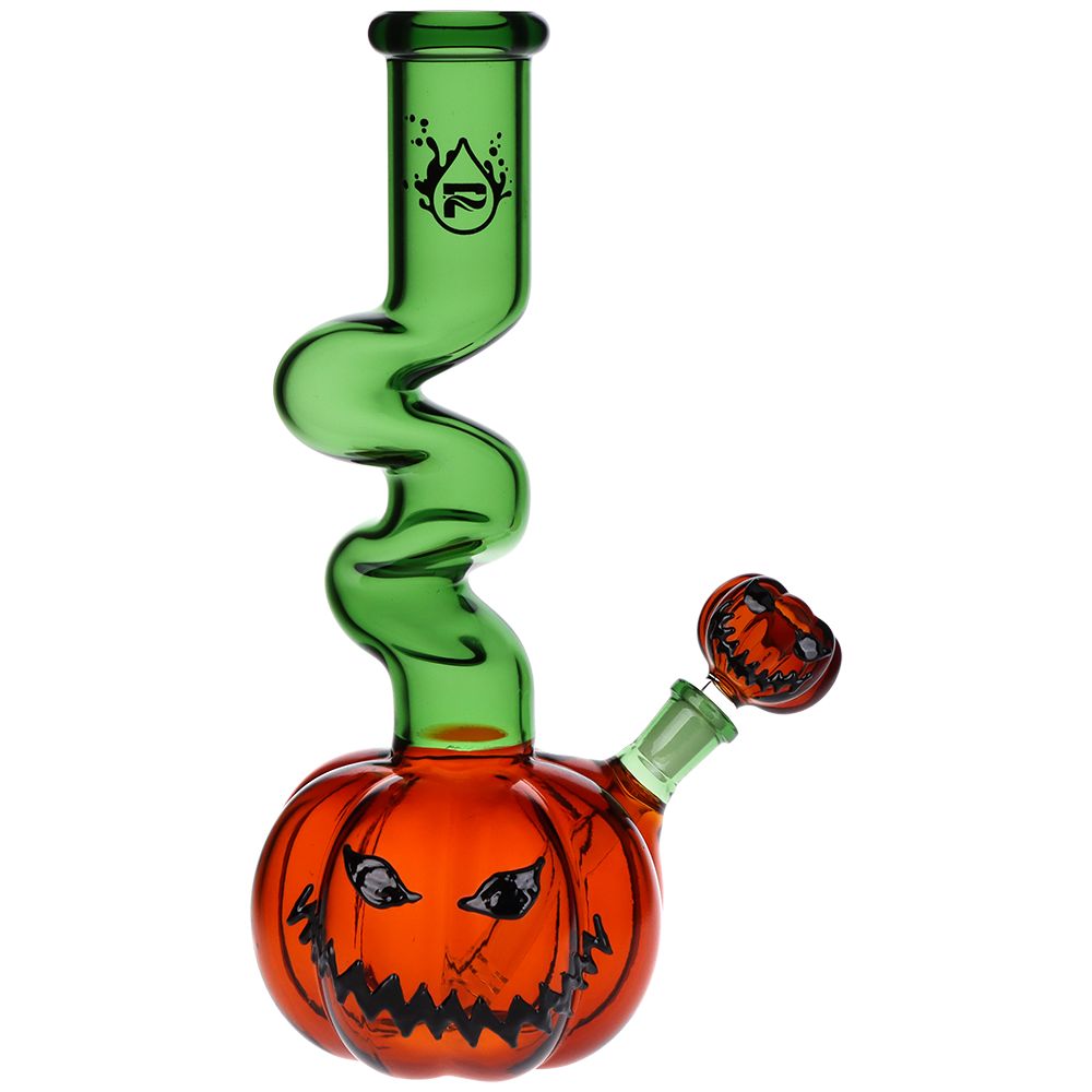 Pulsar Twisty And Wicked Jack-O-Lantern Glass Water Pipe - 11" / 14mm F