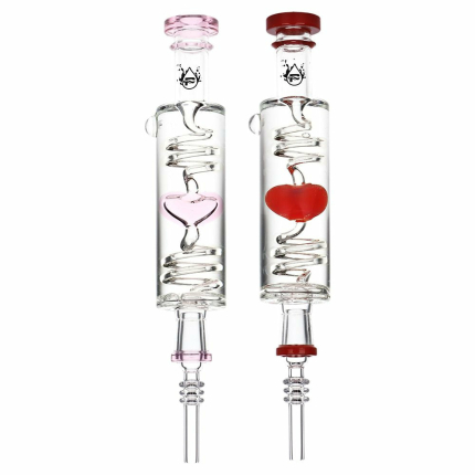2PC SET - Pulsar Cool Down My Heart Glycerin Glass Dab Straw - 9.5" / Assorted Colors