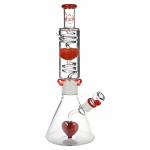 Pulsar Love Heart Beat Glycerin Beaker Glass Water Pipe - 14" / 19mm F