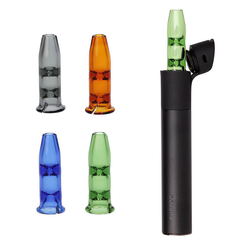 Pulsar Bullet Tip Glass Mouthpiece Attachment for Puffco Pivot w/ Display Stand - Colors Vary