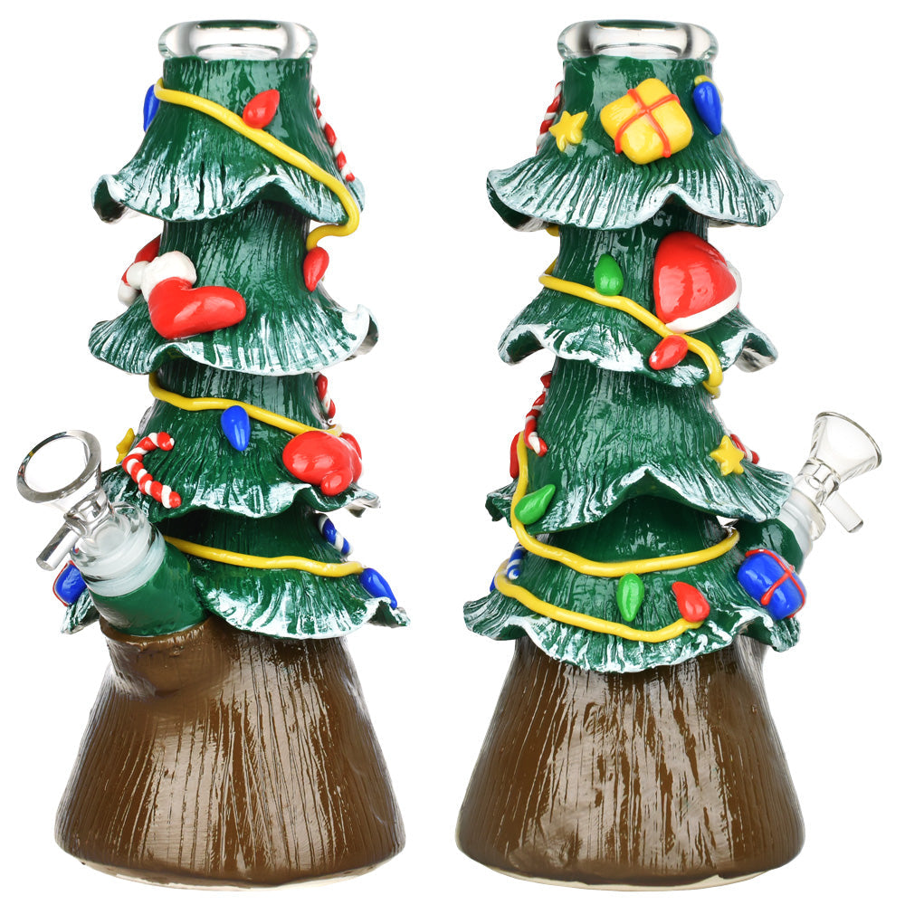 9b22947b-bf98-4062-9d99-686f2104e686.jpg Christmas Tree Beaker Glass Water Pipe - 9.75" / 14mm F - Image 1