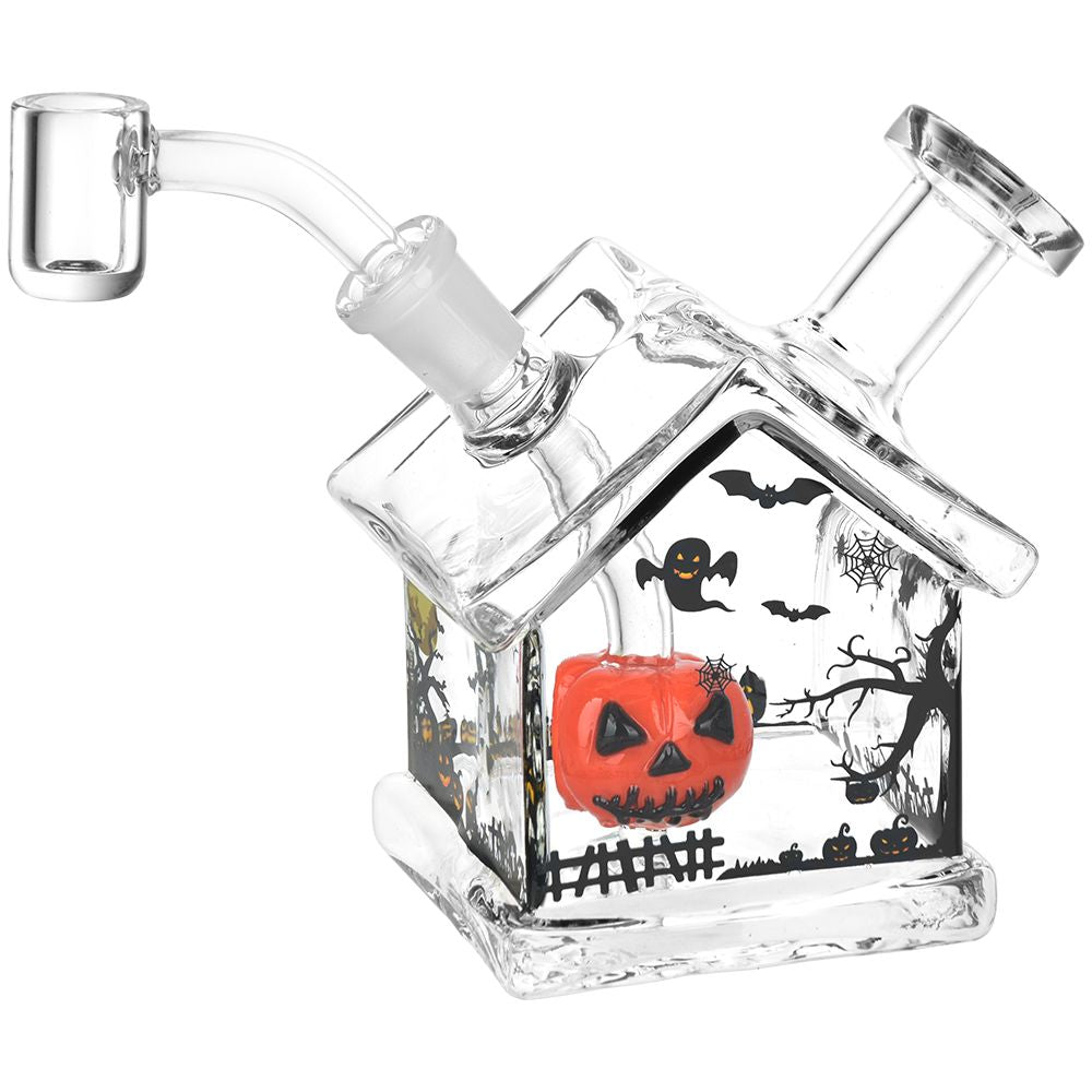 a1011a0b-aa77-4bc1-91ae-920c49512997.jpg Halloween House Glass Dab Rig - 4.5" / 14mm F - Image 1