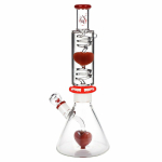 Pulsar Love Heart Beat Glycerin Beaker Glass Water Pipe - 14" / 19mm F - Image 3