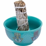 Fujima Ceramic Sage Smudge Bowl with Holder - 2.25" / 4ct - Image 2