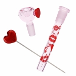 Pulsar Valentine's XOXO Glass Beaker Water Pipe & Hand Pipe Set - 10" / 14mm F - Image 5
