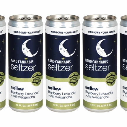 24CT CASE - Asheville Dispensary Nano Cannabis D9 Mellow Seltzer - 12oz / 30mg / Blueberry Lavender / Ashwagandha