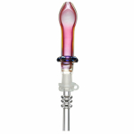 Pulsar Fumed Glass Footed Honey Straw - Titanium Tip / 5.75"