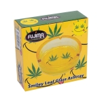 YELLOW SMILEY LEAF GLASS ASHTRAY - Image 2