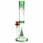 Pulsar Christmas Tree Perc Glass Straight Tube Water Pipe - 13" / 14mm F