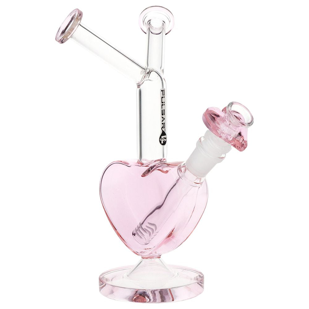 Pulsar Double Kiss Heart Glass Water Pipe - 11" / 14mm F