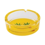 YELLOW SMILEY LEAF GLASS ASHTRAY - Image 3