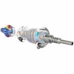 Rainbow Twist Glycerin Glass Dab Straw - Titanium Tip / 7.5" - Image 2