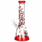 Pulsar Branching Hearts Glow in Dark Beaker Glass Water Pipe - 10" / 14mm F - Image 3