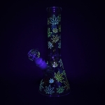 Rainbow Pride Leaf Beaker Glass Water Pipe - 10.25" / 14mm F - Image 3