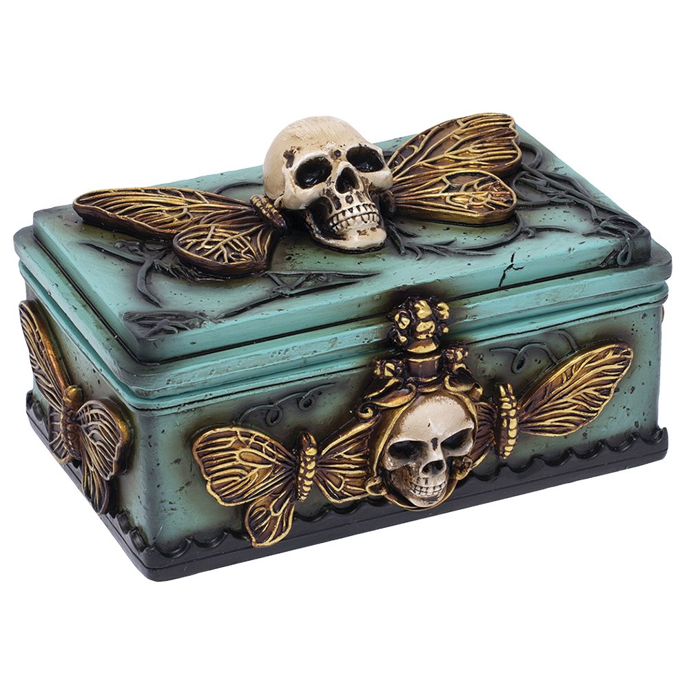 ed0335f7-179f-4cf1-84d2-6221129f93d0.jpg Fujima Death's Head Moth Sarcophagus Resin Stash Box - 5.5"x 4" - Image 1