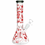 Pulsar Hearts and Kisses Glass Beaker Water Pipe - 9.75" / 14mm F / Colors Vary - Image 4