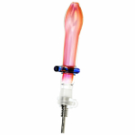 Pulsar Fumed Glass Footed Honey Straw - Titanium Tip / 5.75" - Image 2